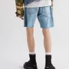 Wesley Wide-Leg Distressed Denim Shorts - BK Wesley Wide-Leg Distressed Denim Shorts - BK