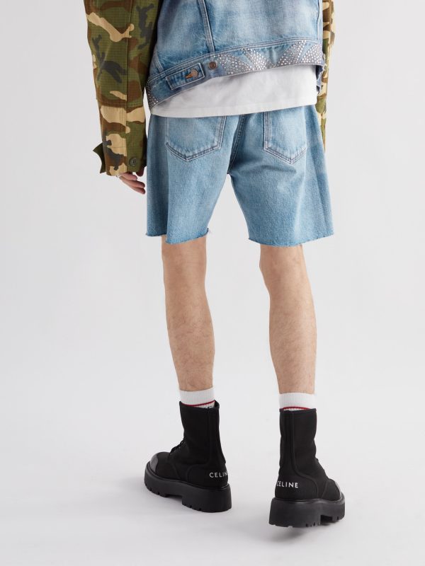 Wesley Wide-Leg Distressed Denim Shorts - BK Wesley Wide-Leg Distressed Denim Shorts - BK