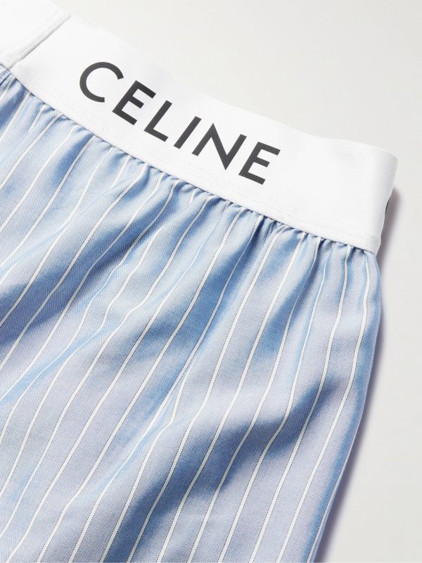 Straight-Leg Striped Silk Pyjama Shorts - CU