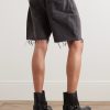 Wesley Wide-Leg Distressed Denim Shorts - BK Wesley Wide-Leg Distressed Denim Shorts - BK