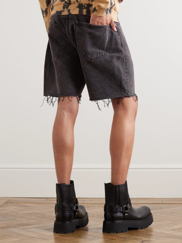 Wesley Wide-Leg Distressed Denim Shorts - BK Wesley Wide-Leg Distressed Denim Shorts - BK