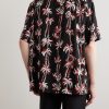 Convertible-Collar Printed Voile Shirt - BK Convertible-Collar Printed Voile Shirt - BK