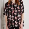 Convertible-Collar Printed Voile Shirt - FR Convertible-Collar Printed Voile Shirt - FR