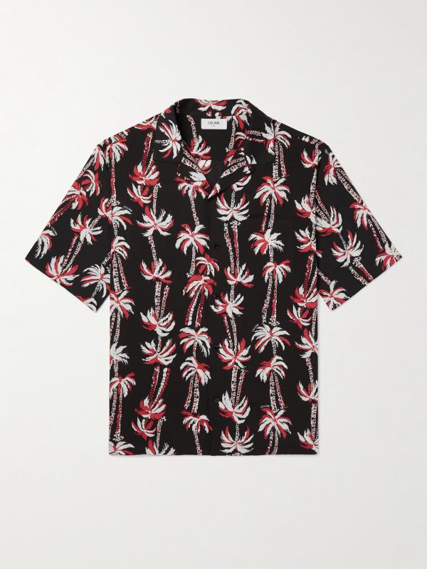 Convertible-Collar Printed Voile Shirt Convertible-Collar Printed Voile Shirt