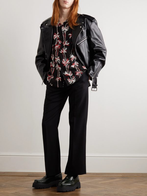 Convertible-Collar Printed Voile Shirt - OU Convertible-Collar Printed Voile Shirt - OU