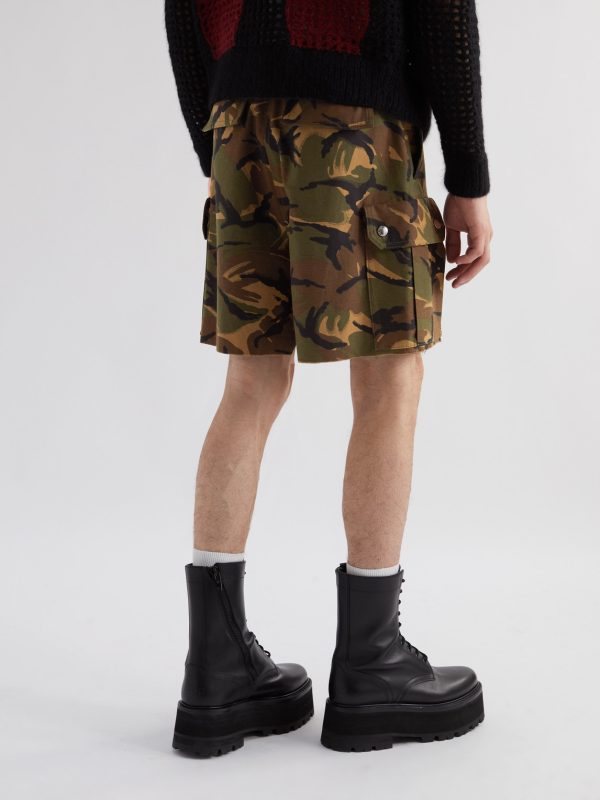 Wide-Leg Camouflage-Print Cotton Cargo Shorts - BK Wide-Leg Camouflage-Print Cotton Cargo Shorts - BK
