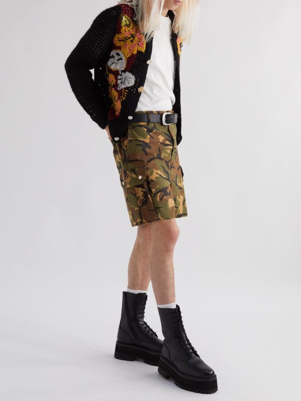 Wide-Leg Camouflage-Print Cotton Cargo Shorts - OU Wide-Leg Camouflage-Print Cotton Cargo Shorts - OU