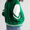 Teddy Appliquéd Virgin Wool-Blend and Leather Varsity Jacket - BK Teddy Appliquéd Virgin Wool-Blend and Leather Varsity Jacket - BK