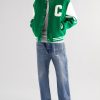 Teddy Appliquéd Virgin Wool-Blend and Leather Varsity Jacket - OU Teddy Appliquéd Virgin Wool-Blend and Leather Varsity Jacket - OU