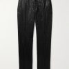 Straight-Leg Striped Sequin-Embellished Wool Trousers