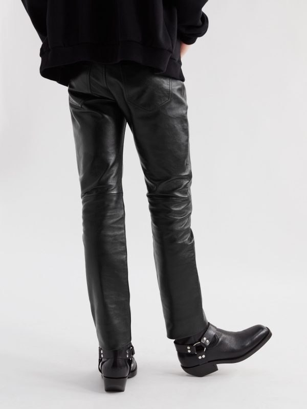 Panelled Full-Grain Leather Trousers - BK Panelled Full-Grain Leather Trousers - BK