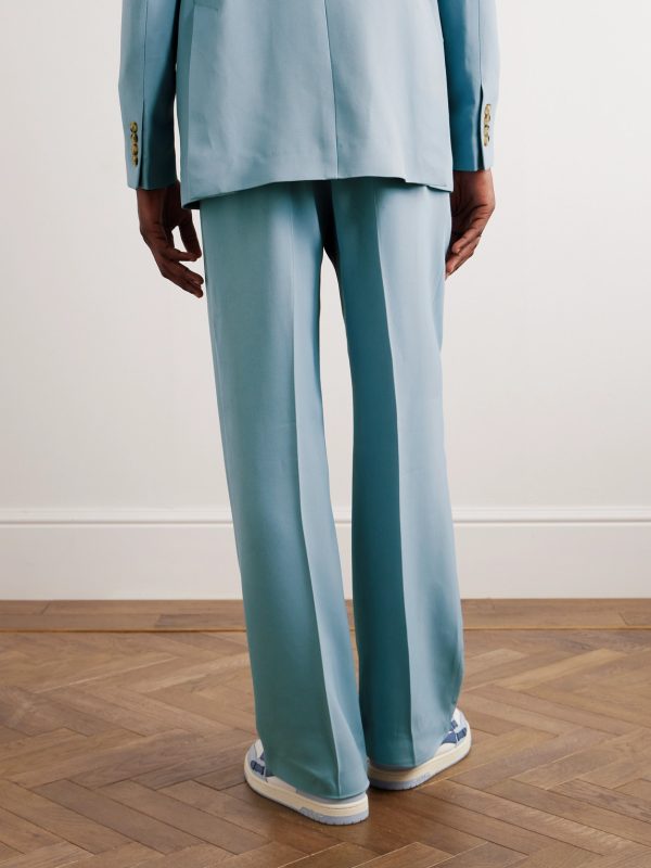 Straight-Leg Pleated Twill Trousers - BK Straight-Leg Pleated Twill Trousers - BK