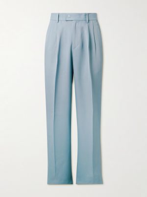 Straight-Leg Pleated Twill Trousers