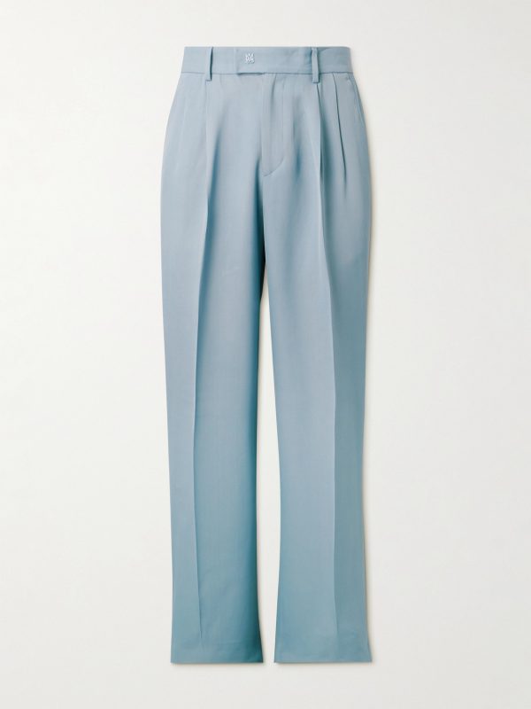 Straight-Leg Pleated Twill Trousers Straight-Leg Pleated Twill Trousers