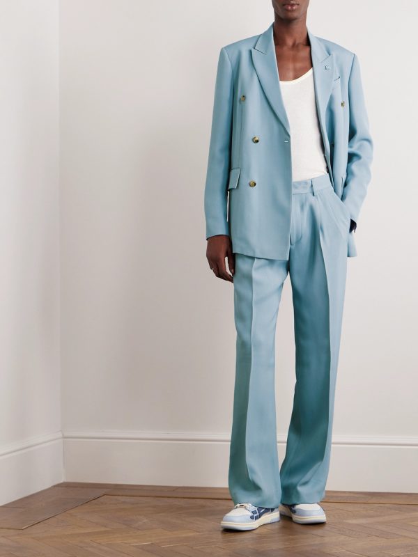 Straight-Leg Pleated Twill Trousers - OU Straight-Leg Pleated Twill Trousers - OU