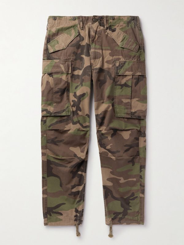 Tapered Camouflage-Print Cotton-Ripstop Cargo Trousers Tapered Camouflage-Print Cotton-Ripstop Cargo Trousers