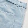 Straight-Leg Belted Faux Suede Shorts - CU Straight-Leg Belted Faux Suede Shorts - CU