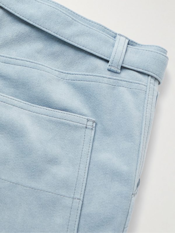Straight-Leg Belted Faux Suede Shorts - CU Straight-Leg Belted Faux Suede Shorts - CU