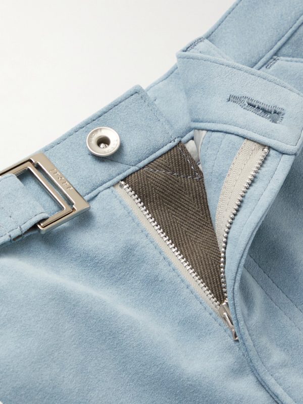 Straight-Leg Belted Faux Suede Shorts - E1 Straight-Leg Belted Faux Suede Shorts - E1