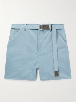Straight-Leg Belted Faux Suede Shorts