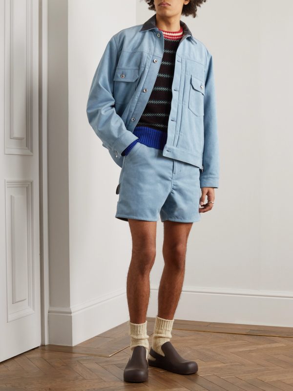 Straight-Leg Belted Faux Suede Shorts - OU Straight-Leg Belted Faux Suede Shorts - OU