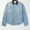 Corduroy-Trimmed Faux Suede Bomber Jacket Corduroy-Trimmed Faux Suede Bomber Jacket