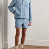 Corduroy-Trimmed Faux Suede Bomber Jacket - OU Corduroy-Trimmed Faux Suede Bomber Jacket - OU