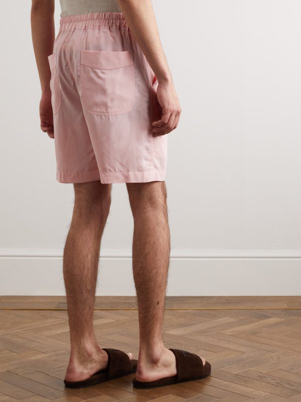 Straight-Leg Pleated Lyocell Drawstring Shorts - BK Straight-Leg Pleated Lyocell Drawstring Shorts - BK