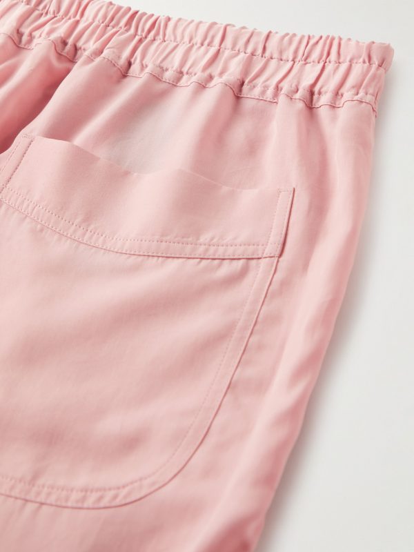 Straight-Leg Pleated Lyocell Drawstring Shorts - CU Straight-Leg Pleated Lyocell Drawstring Shorts - CU