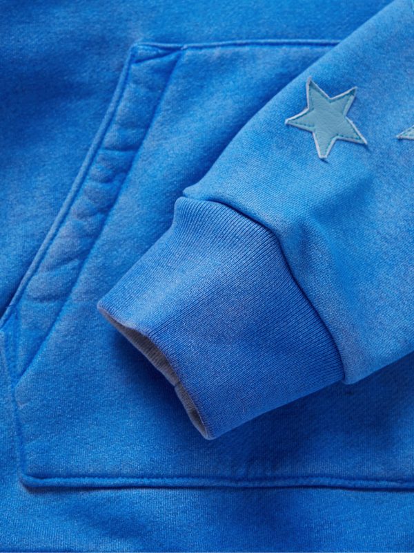 Pigment Spray Star Leather-Trimmed Cotton-Jersey Hoodie - E1
