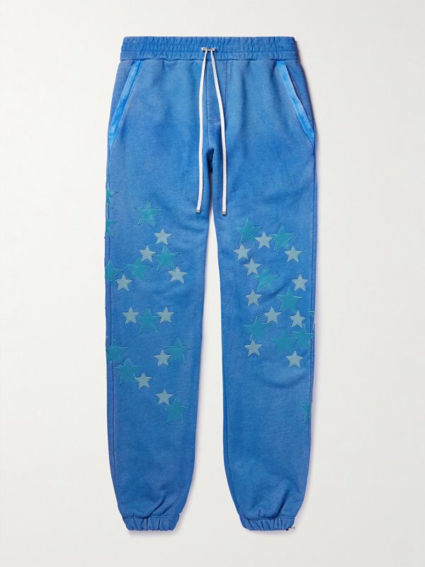 Tapered Leather-Appliquéd Supima Cotton-Jersey Sweatpants