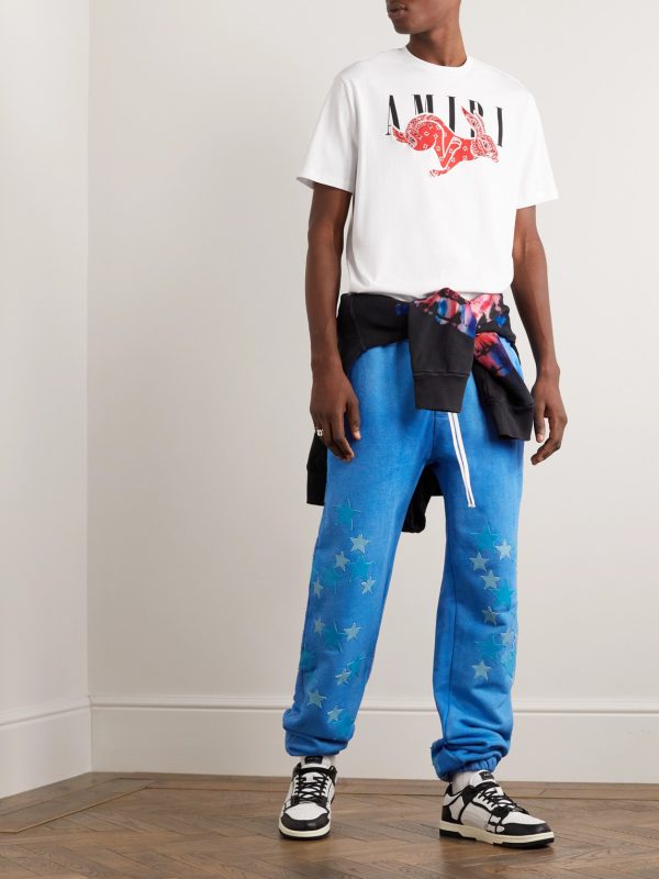 Tapered Leather-Appliquéd Supima Cotton-Jersey Sweatpants - OU