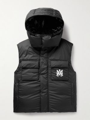 Logo-Print Shell Hooded Down Gilet Logo-Print Shell Hooded Down Gilet