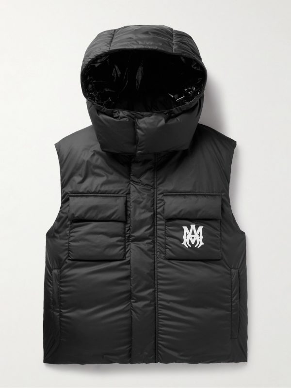 Logo-Print Shell Hooded Down Gilet Logo-Print Shell Hooded Down Gilet