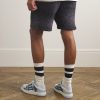 Wide-Leg Embroidered Melangé Knitted Drawstring Shorts - BK Wide-Leg Embroidered Melangé Knitted Drawstring Shorts - BK