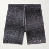 Wide-Leg Embroidered Melangé Knitted Drawstring Shorts Wide-Leg Embroidered Melangé Knitted Drawstring Shorts