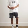 Wide-Leg Embroidered Melangé Knitted Drawstring Shorts - OU Wide-Leg Embroidered Melangé Knitted Drawstring Shorts - OU