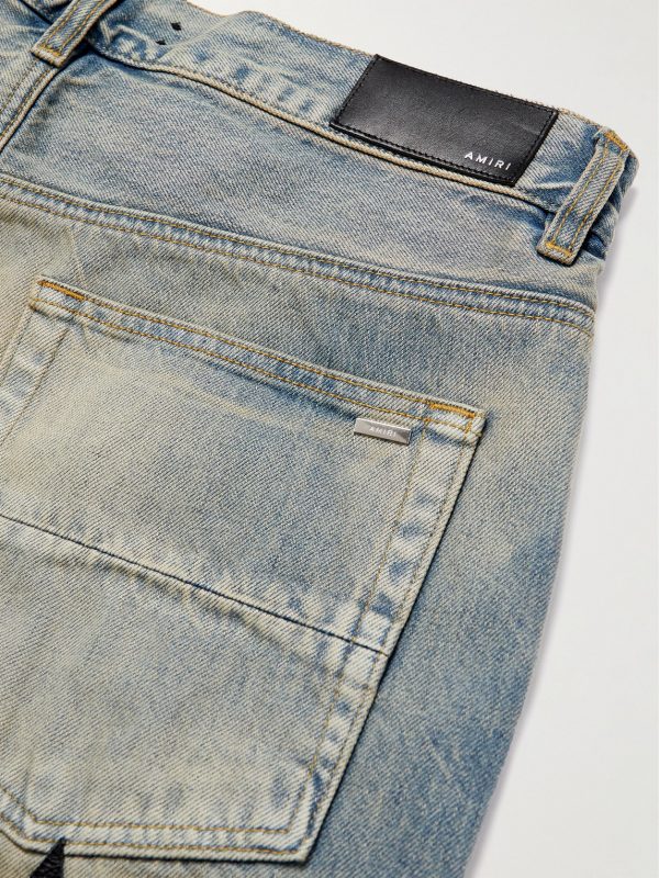 Straight-Leg Leather-Appliquéd Jeans - CU Straight-Leg Leather-Appliquéd Jeans - CU