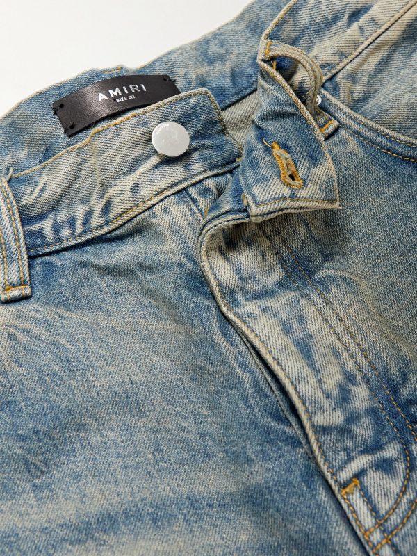 Straight-Leg Leather-Appliquéd Jeans - E1 Straight-Leg Leather-Appliquéd Jeans - E1