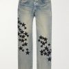 Straight-Leg Leather-Appliquéd Jeans Straight-Leg Leather-Appliquéd Jeans