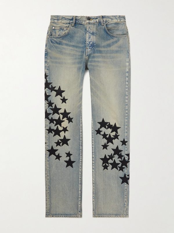 Straight-Leg Leather-Appliquéd Jeans Straight-Leg Leather-Appliquéd Jeans