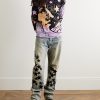 Straight-Leg Leather-Appliquéd Jeans - OU Straight-Leg Leather-Appliquéd Jeans - OU