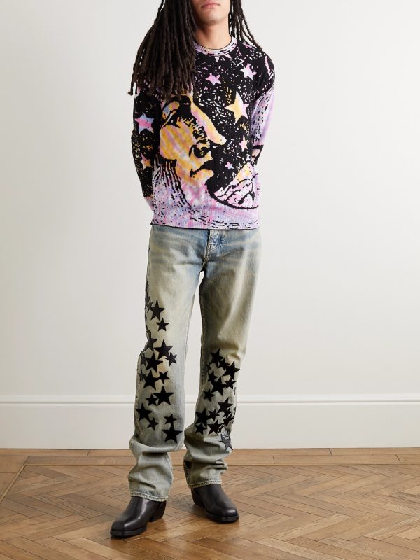 Straight-Leg Leather-Appliquéd Jeans - OU Straight-Leg Leather-Appliquéd Jeans - OU