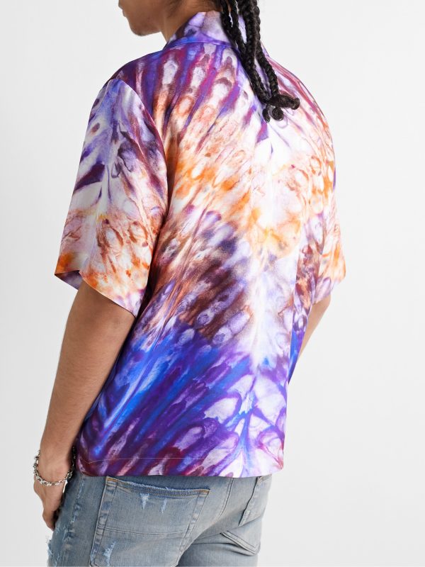 Convertible-Collar Tie-Dyed Silk-Twill Shirt - BK