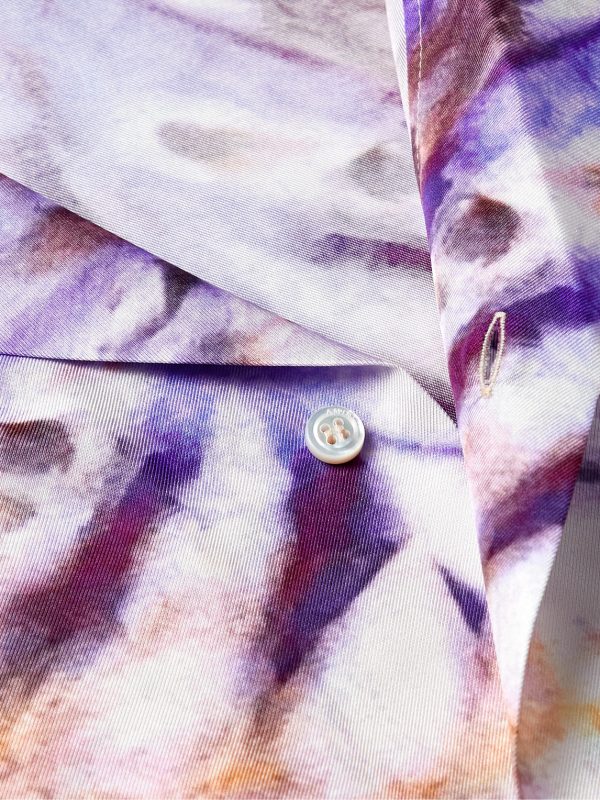 Convertible-Collar Tie-Dyed Silk-Twill Shirt - CU