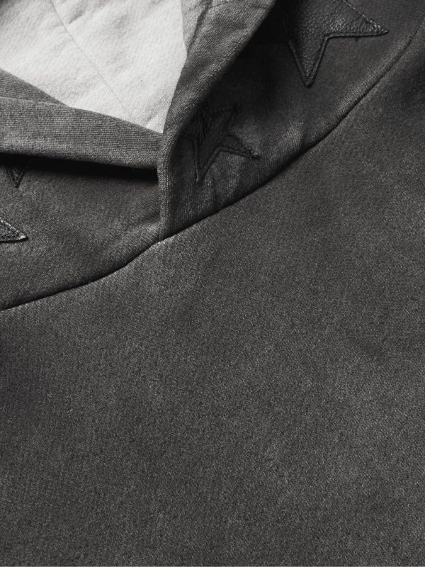 Pigment Spray Star Leather-Trimmed Cotton-Jersey Hoodie - CU Pigment Spray Star Leather-Trimmed Cotton-Jersey Hoodie - CU