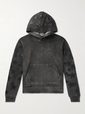 Pigment Spray Star Leather-Trimmed Cotton-Jersey Hoodie Pigment Spray Star Leather-Trimmed Cotton-Jersey Hoodie