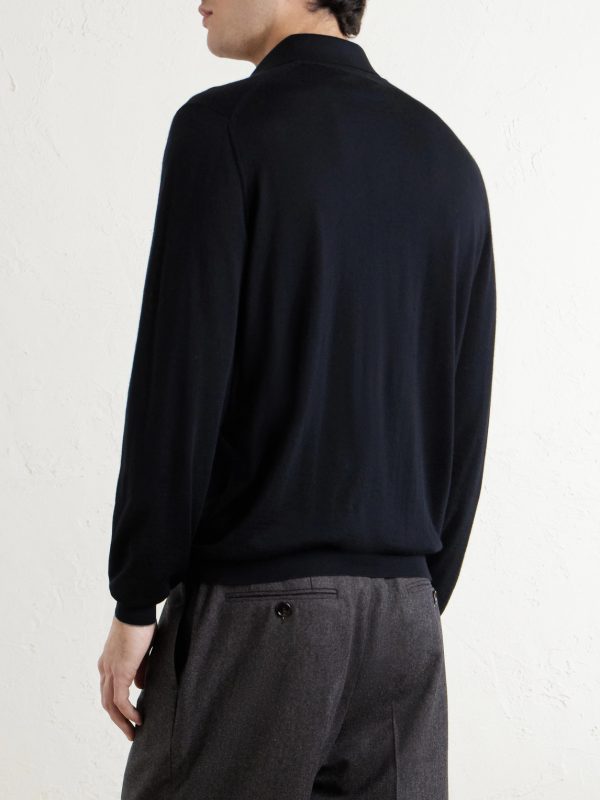 Virgin Wool and Cashmere-Blend Polo Shirt - BK Virgin Wool and Cashmere-Blend Polo Shirt - BK