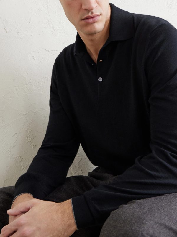 Virgin Wool and Cashmere-Blend Polo Shirt - CU Virgin Wool and Cashmere-Blend Polo Shirt - CU