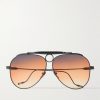 + Diamond Cross Ranch Aviator-Style Black-Tone Sunglasses + Diamond Cross Ranch Aviator-Style Black-Tone Sunglasses